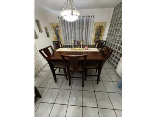 Comedor de 6 sillas cuadrado en madera solida, Puerto Rico