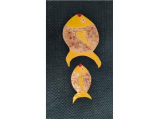 Ceramic fish x2 pieces. Handmade decor, Puerto Rico