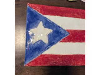 Ceramic Glazed Puerto Rico flag handmade, Puerto Rico