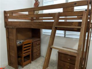 Cama twin madera, mesa de noche y escritorio , Puerto Rico