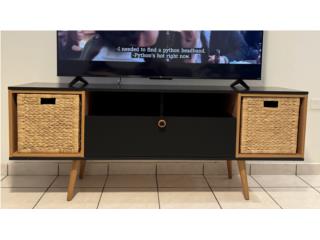 Base TV Moderna color negro y madera natural , Puerto Rico