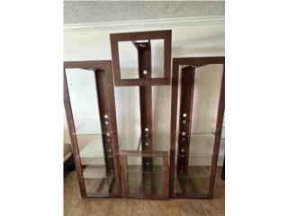 Mueble de madera y vidrio (3 piezas), Puerto Rico