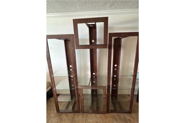 Mueble de madera y vidrio (3 piezas), Puerto Rico