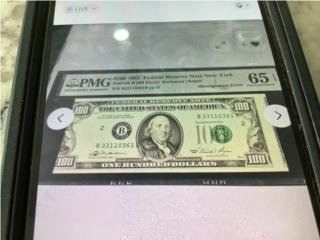 Billete de 100 dólares con error certificado