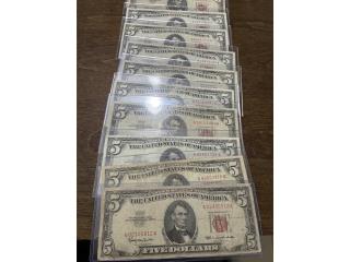 Lote billetes 5 sello rojo 1963