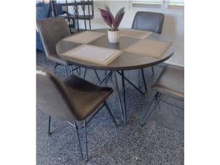 JUEGO DE COMEDOR COLOR CAFE , ARMAZON METAL, Puerto Rico