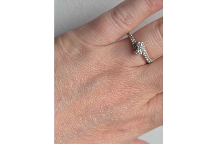 Sortija Oro Blanco 14k Diamantes Size 7, Puerto Rico
