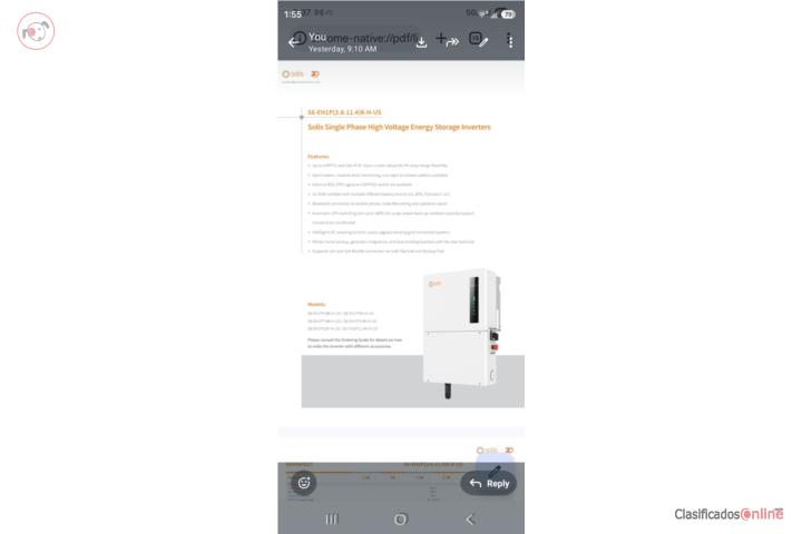Solis inverter 11.4kw hybrid , Puerto Rico