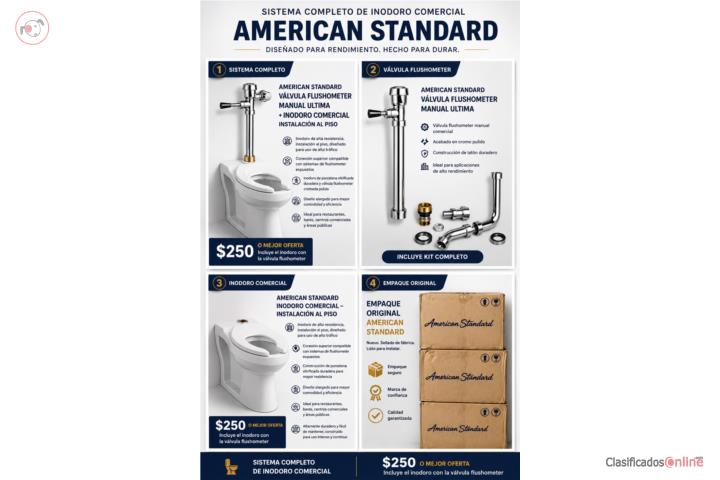 Inodoro Comercial American Standard con Flush, Puerto Rico