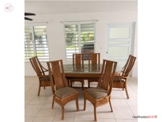 Mesa de comedor mimbre con 6 sillas  , Puerto Rico
