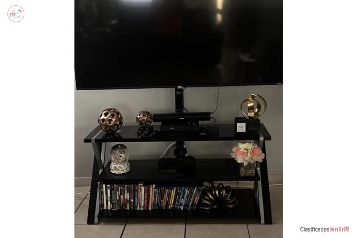 Mesa para TV de hasta 65, cristal negro, Puerto Rico