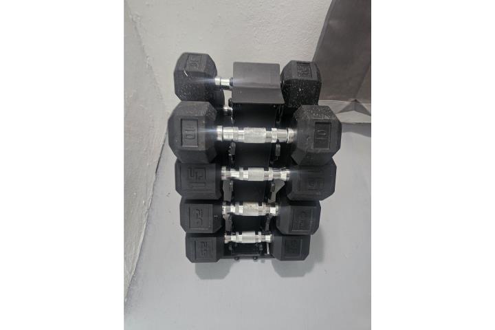 Dumbells, rack, banco, Puerto Rico