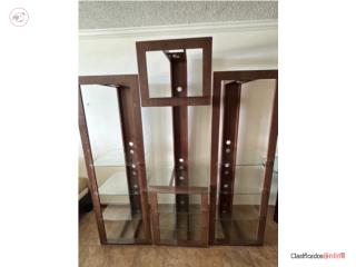 Mueble de madera y vidrio (3 piezas)