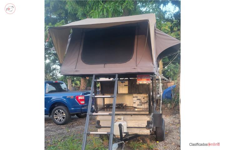 Overland-style shed with stove and sink