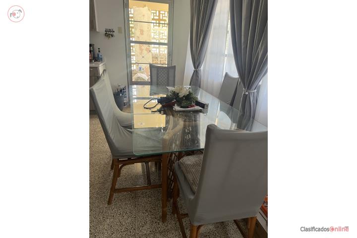 Juego de comedor de 6 sillas rattan, Puerto Rico