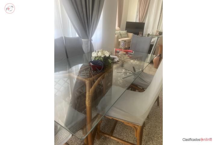 Juego de comedor en rattan 6 sillas, Puerto Rico