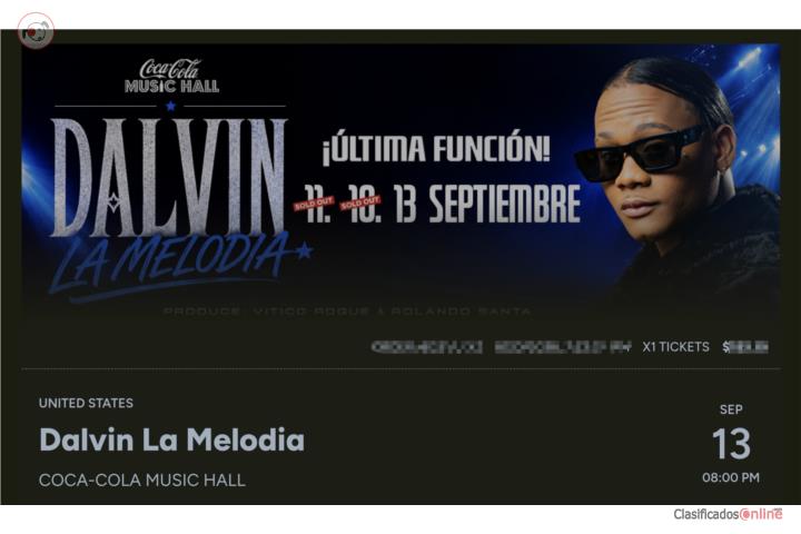 Taquilla para Dalvin la Melodia 13 de sept, Puerto Rico