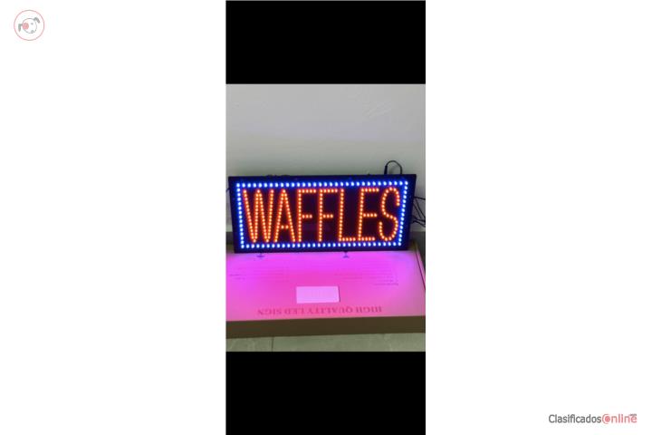 Letreros de Mega té waffles galletas snacks, Puerto Rico