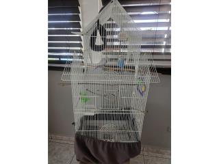Jaula de aves con periquitos  Puerto Rico