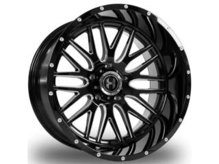 HC19 24X12 (5X127) GLOSS BLACK MILLED Puerto Rico JJ Wheels and Tires