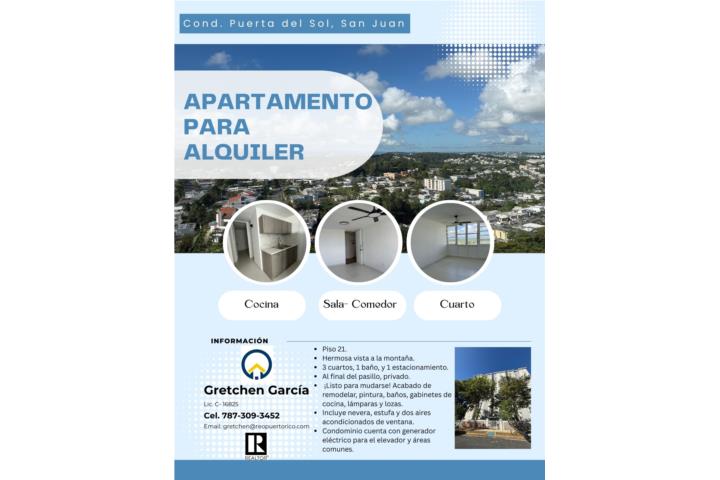 Condominio-Puerta Del Sol Listo para mudarse! Piso Alto! Fresco! Apartamento en San Juan - Río Piedras