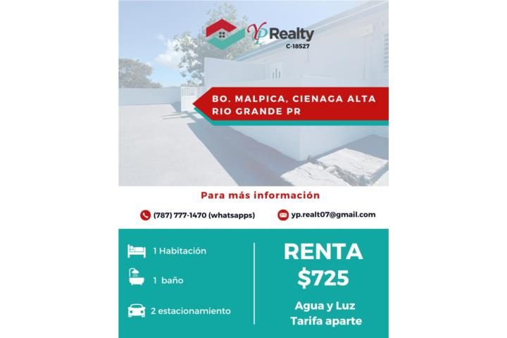 Apartamento en Renta Bo. Malpica, Río Grande
