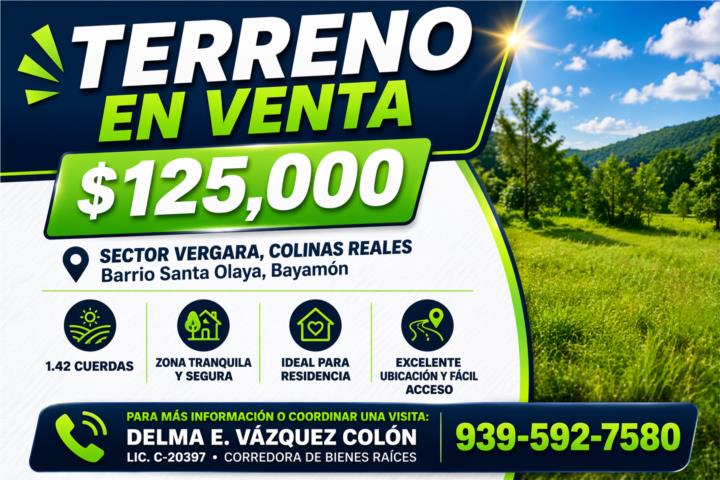 Terreno, Bayamón, 1.42 cuerdas, 125K