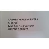 CARMEN M. RIVERA RIVERA BR C-18759, Carmen Rivera c18759 Puerto Rico