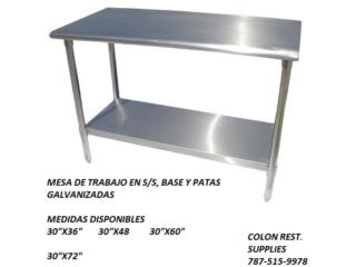MESAS DE TRABAJO EN ACERO INOXIDABLE, Coln Restaurant Supplies Puerto Rico