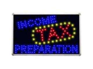 LED Sign Income Tax Preparation,  Rojo, Azul,