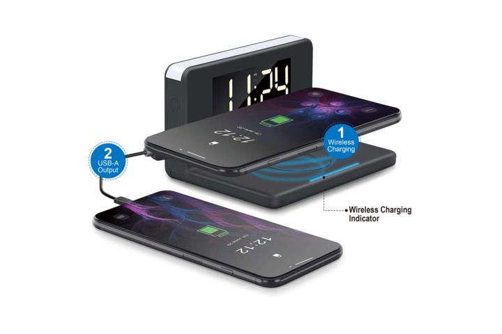 CARGADOR INALAMBRICO CON RELOJ ALARMA