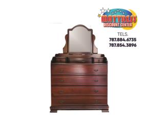 Gavetero con Espejo Mod. Granada 100% Madera, Mattress Discount Center Puerto Rico