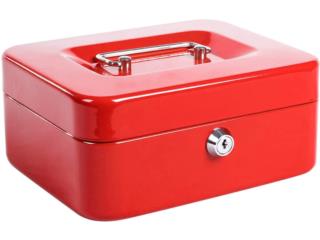 TEEL CASH BOX WITH MONEY TRAY AND LOCK,RED., WSB Supplies U Puerto Rico