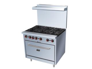 ESTUFA HDS - 6 QUEMADORES - 1 HORNO...NUEVA, AA Industrial Kitchen Inc Puerto Rico