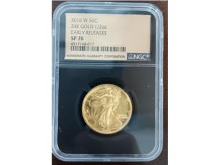 Moneda en oro 24k, 1/2oz, 2016 Liberty SP70, La Familia Casa de Empeo y Joyera-Guaynabo Puerto Rico