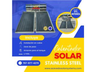 Calentador Solar Finaciamiento 0%, ACEVEDO SOLAR SYSTEM LLC  Puerto Rico