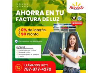 Toa Alta Puerto Rico Tanques de Agua, Calentador Solar financiamiento hasta 0%