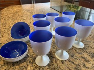 Copas Blancas y Azules con Tazones, Venta Puerto Rico