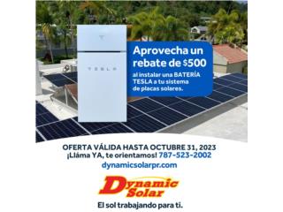 REBATE $500 TESLA con Dynamic Solar, Dynamic Solar Puerto Rico