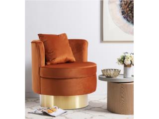 Kendra Velvet Accent Chair Cognac, Stool & Deco Ponce Puerto Rico