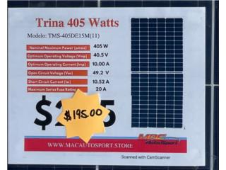 Placa Energa Renovable 405watt Trina, MAC Autosport  Puerto Rico