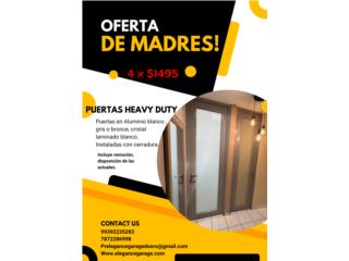 4 PUERTAS ALUMINIO HEAVY DUTY INSTALADAS, Elegance Garage Door's y Mas. Puerto Rico