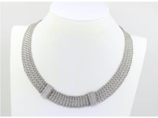 Gargantilla Mesh Chain 18kt Diamantes , Monte Piedad, Inc. Puerto Rico