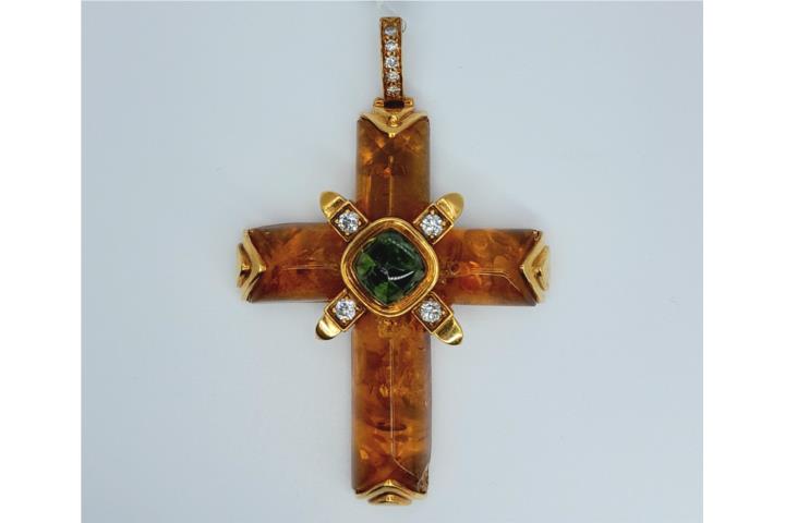 CRUZ AMBAR BRILLANTES 14KT