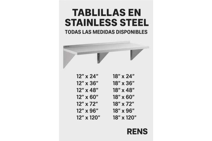 Variedad de tablillas en stainless steel 304