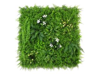 Wall plant with ferns, white flowers, PR SEATING Puerto Rico
