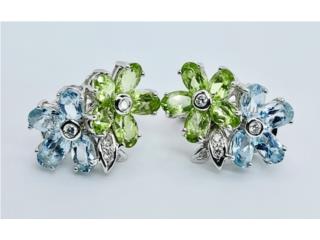 PANTALLAS AQUA MARINA 18KT, JOYERIA CARMEN  Puerto Rico