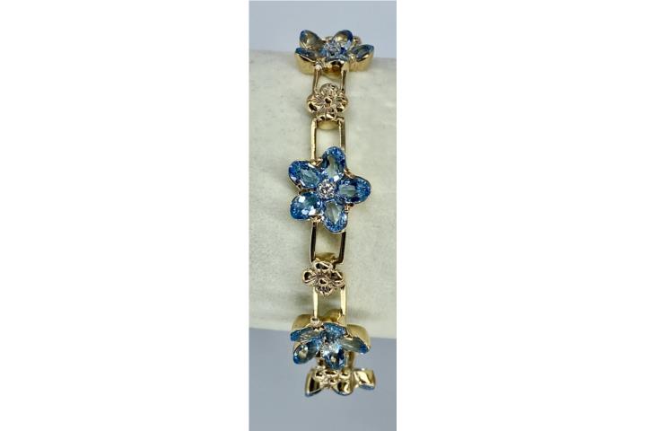 PULSERA AQUAMARINAS 14KT