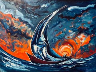 Artista: Waldy Graziani. Arte Pintura Velero , DeLorean Fine Arts Gallery Puerto Rico