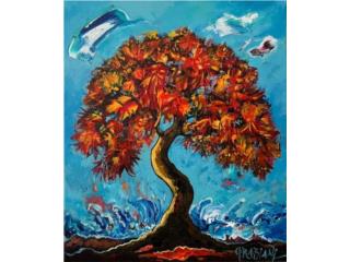 Artista: Waldy Graziani. Arte. Flamboyn Rojo, DeLorean Fine Arts Gallery Puerto Rico